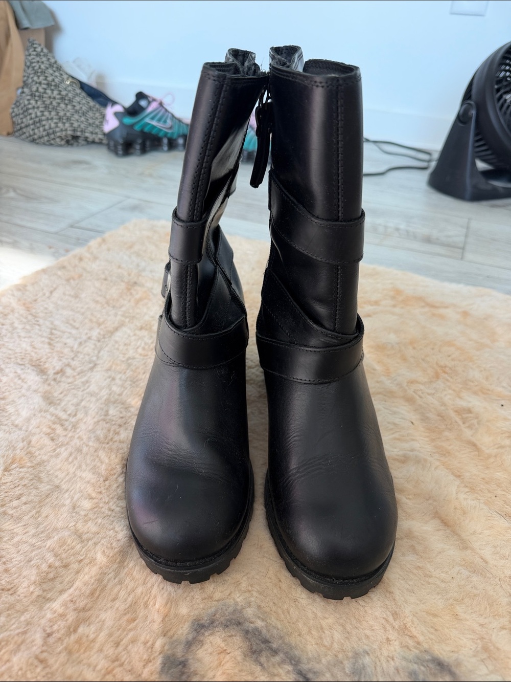 Harley-Davidson Black Women's Mid-Calf Heeled Strap Boots